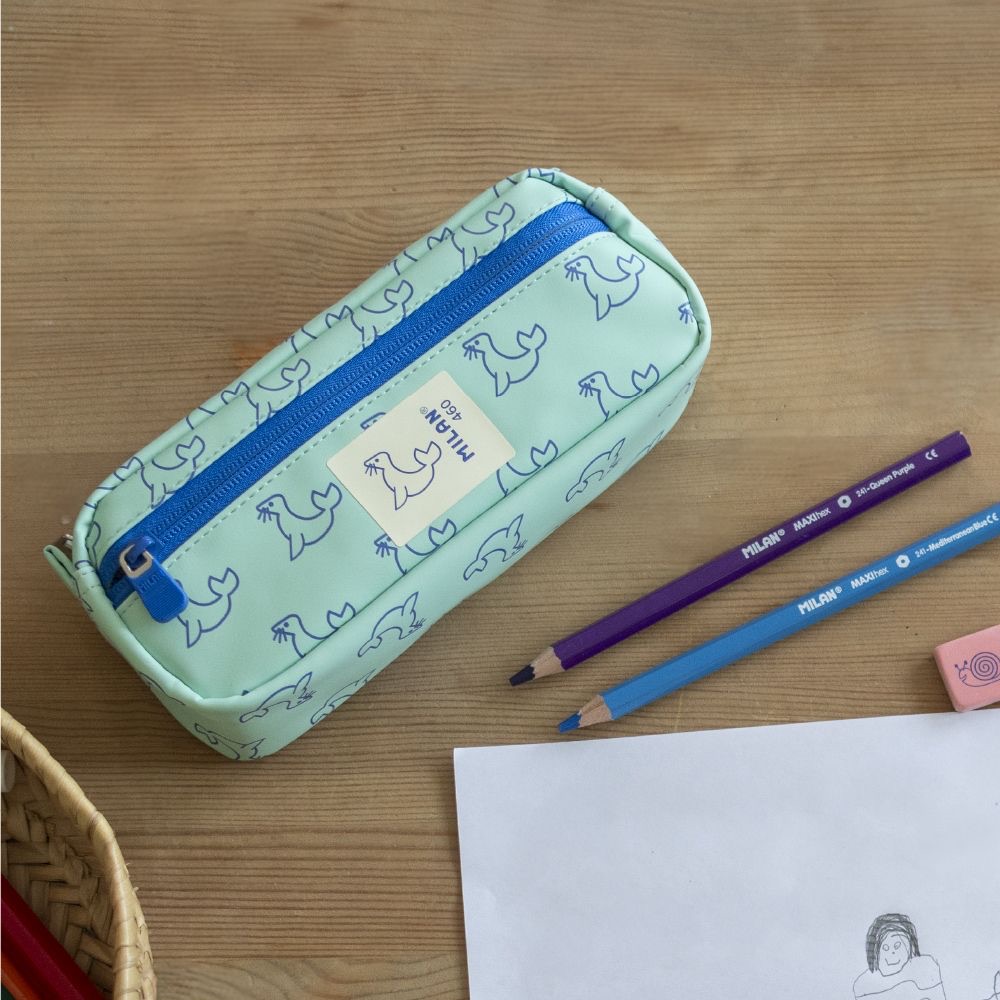 Pencil Case Squared 2 Zipper  460 Green