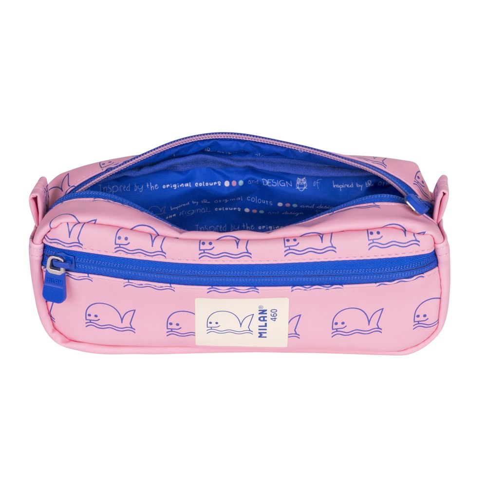Pencil Case Squared 2 Zipper  460 Pink