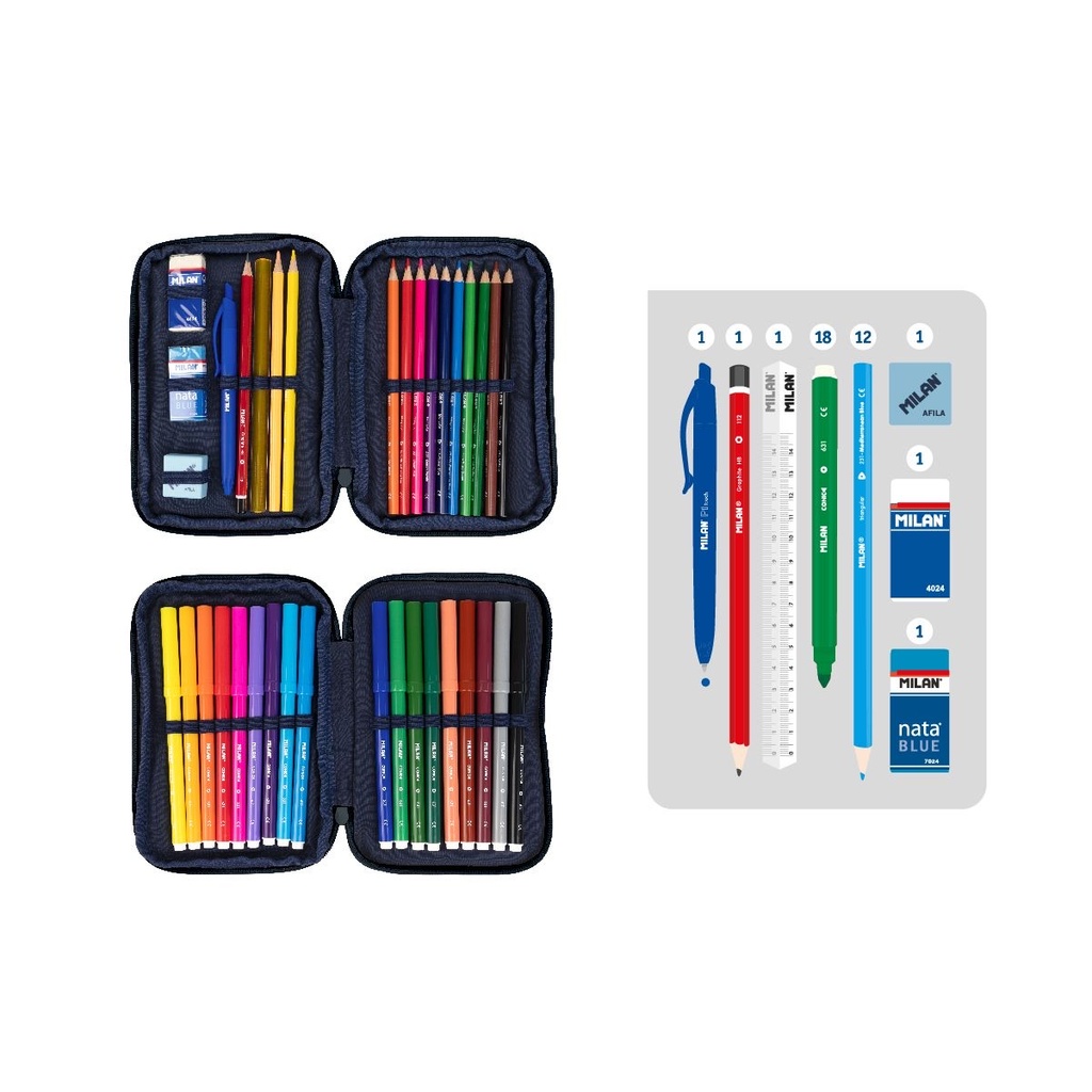 Double Decker Pencil Case Cont 430 Blue