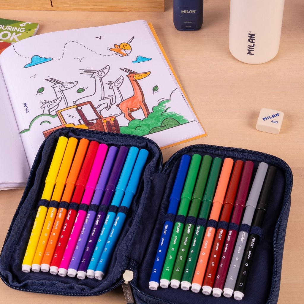Double Decker Pencil Case Cont 430 Blue
