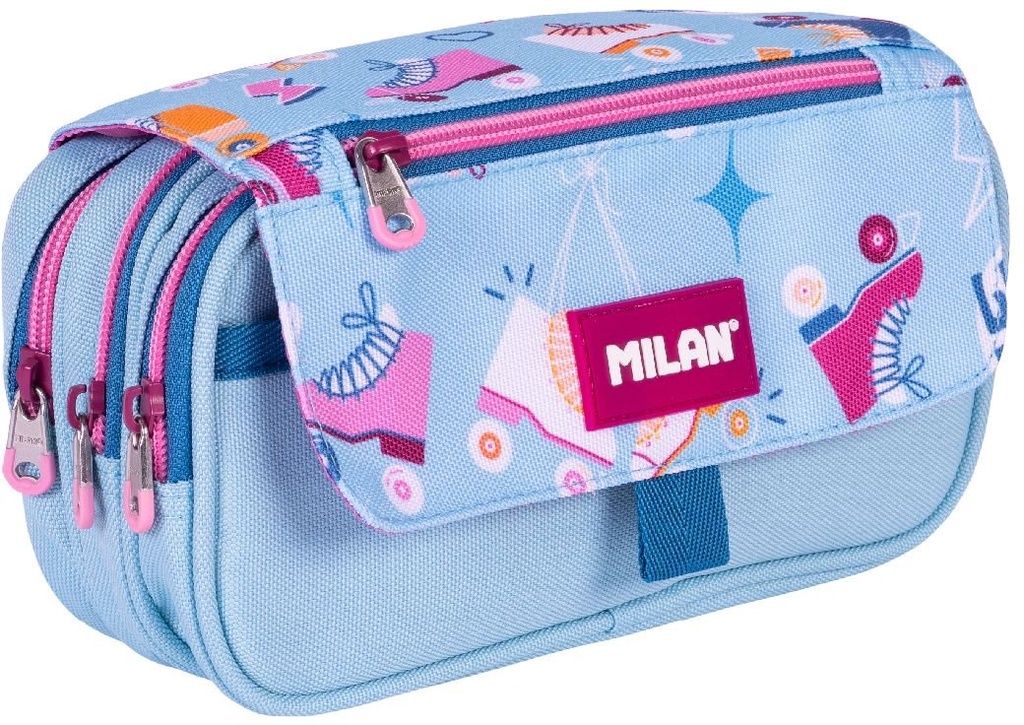 4-Zipper  Pencil Case Roller With Flap