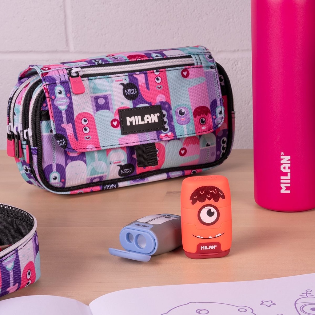 4-Zipper  Pencil Case Aliens With Flap