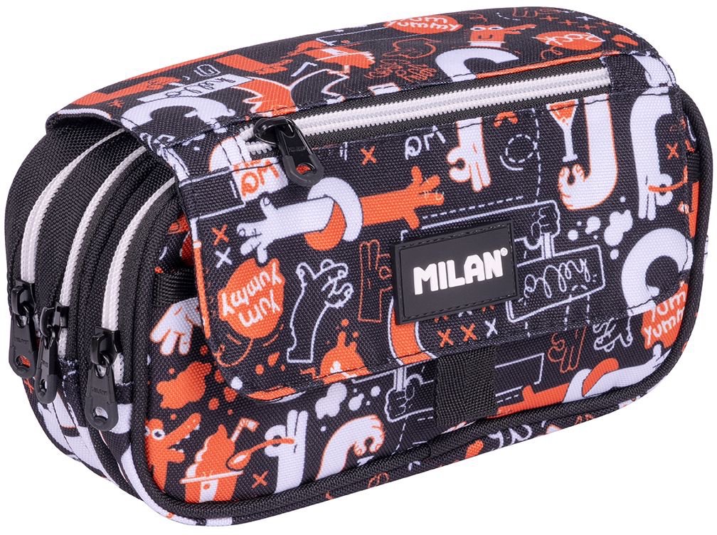 4-Zipper  Pencil Case Fingers With Flap