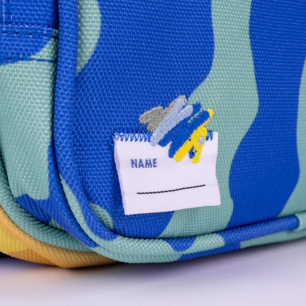 Pencil Case 4 Zipper W Flap. Blue Odyssey
