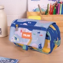 Pencil Case 4 Zipper W Flap. Blue Odyssey