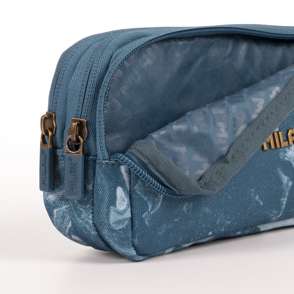 Pencil Case 3 Zipper  Lava Blue