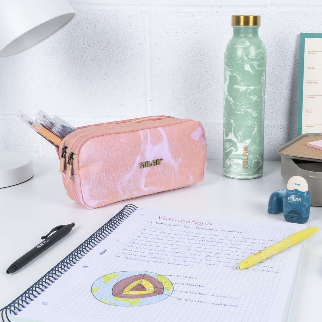 Pencil Case 3 Zipper  Lava Pink