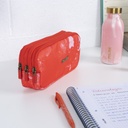 Pencil Case 3 Zipper  Lava Red