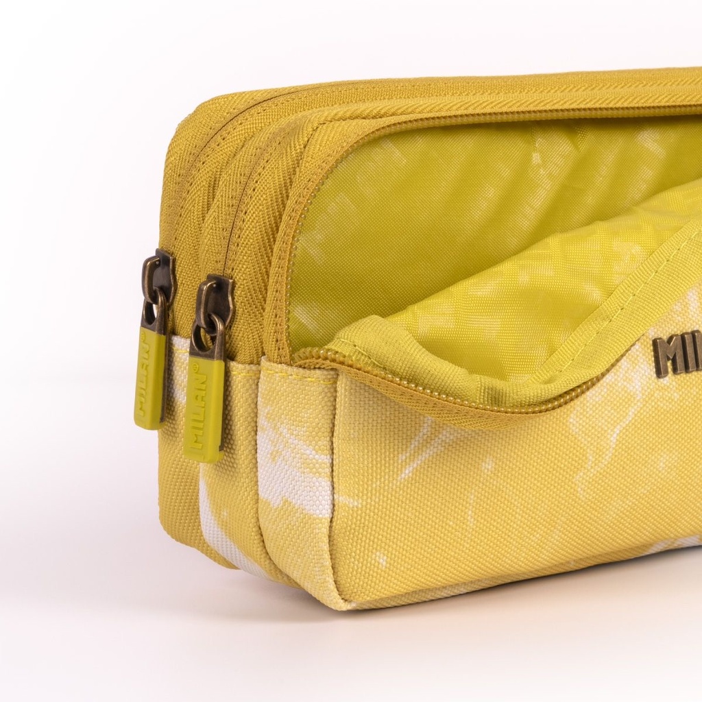 Pencil Case 3 Zipper  Lava Yellow