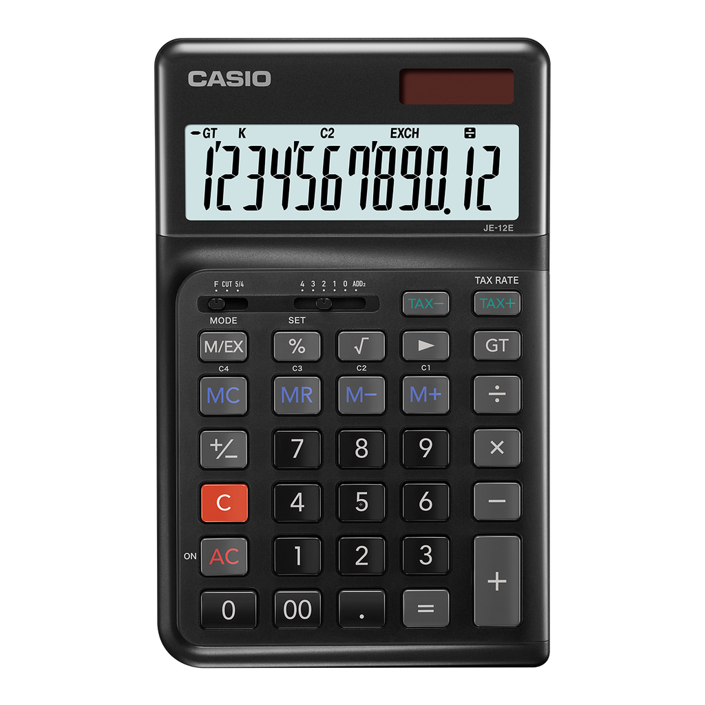 Calculator Desktop Ergonomic 12 Digits Casio Black JE-12E-BK-W-DP
