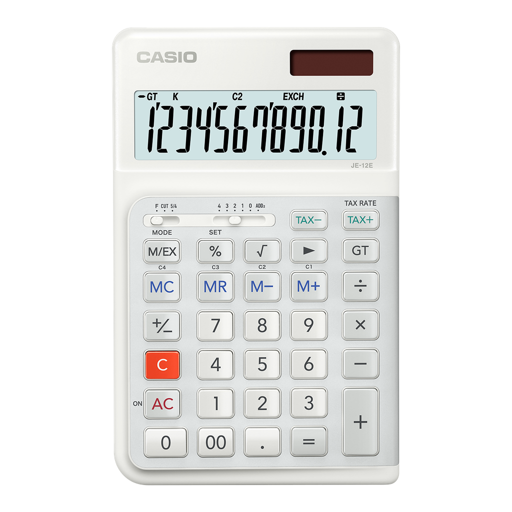 Calculator Desktop Ergonomic 12 Digits Casio White JE-12E-WE-W-DP
