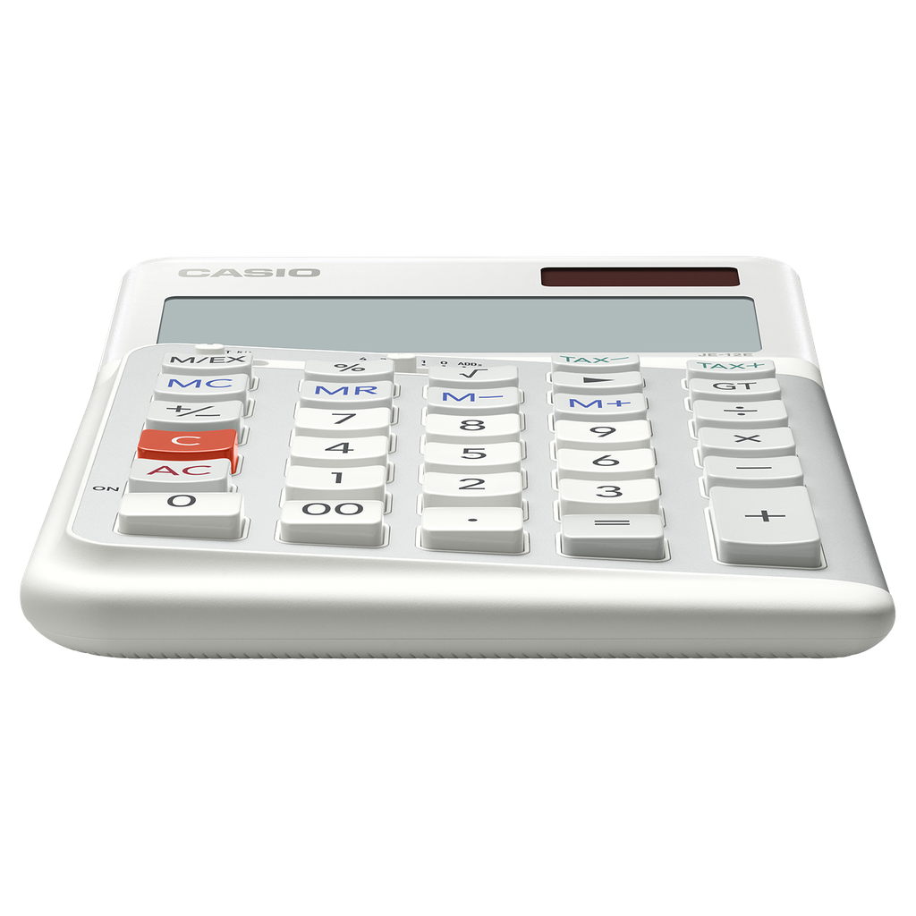 Calculator Desktop Ergonomic 12 Digits Casio White JE-12E-WE-W-DP