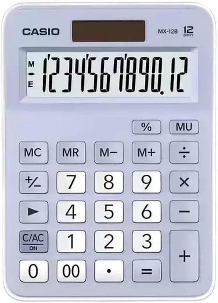 Calculator Basic Function Mini Desktop 12 Digits Light Blue MX-12B-LB-W
