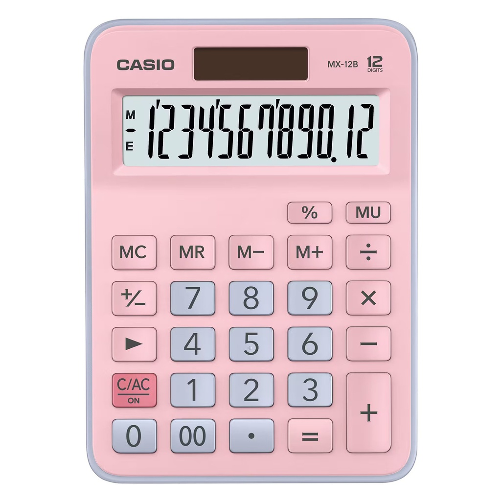Calculator Basic Function Mini Desktop 12 Digits Pink Light blue MX-12B-PKLB-W-DC
