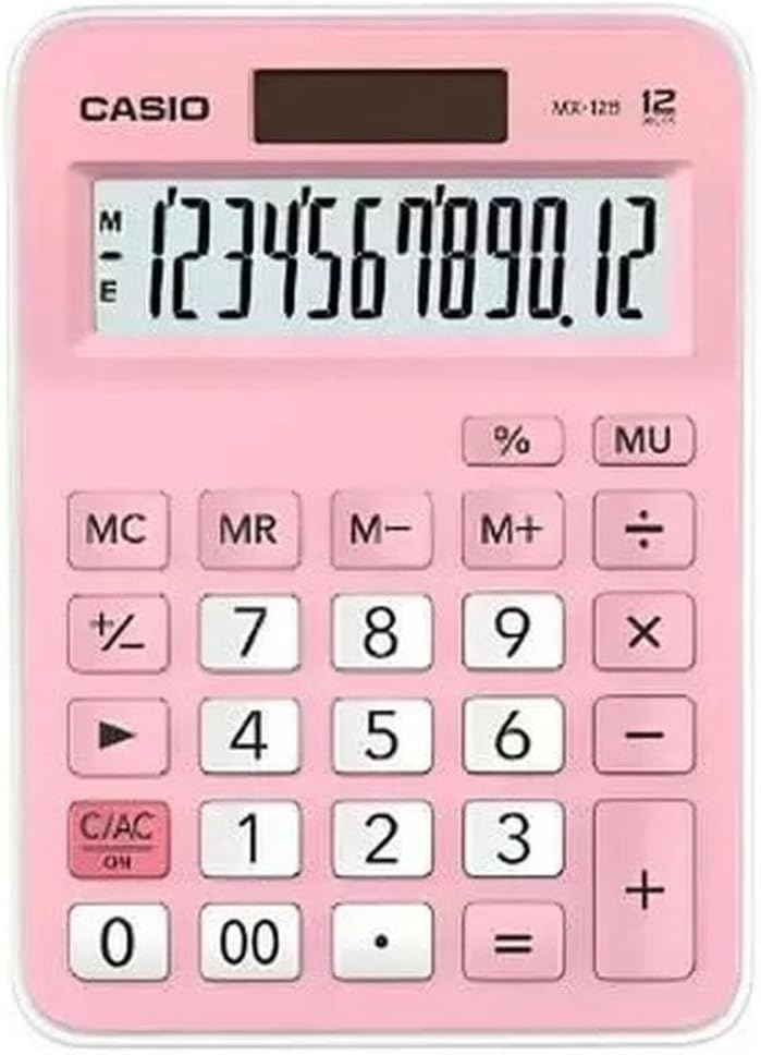 Calculator Basic Function Mini Desktop 12 Digits Pink  MX-12B-PK-W