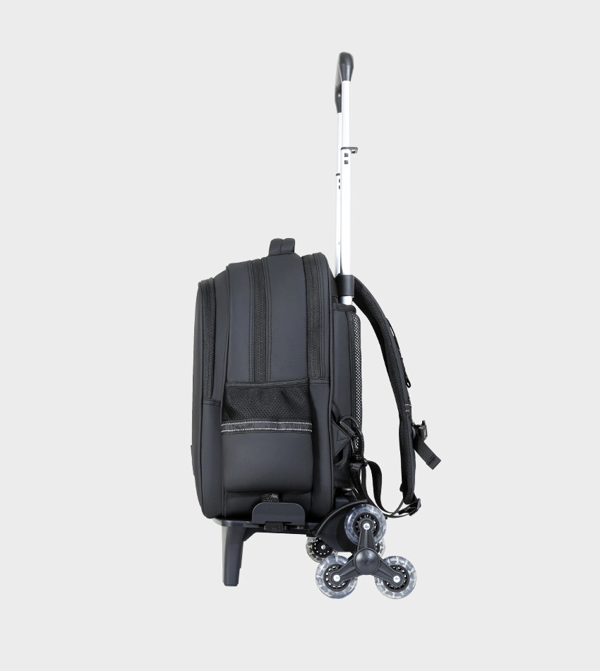 Trolly 3 Wheels Backpack Multi Comp Plain Color 17"" With P.Case
