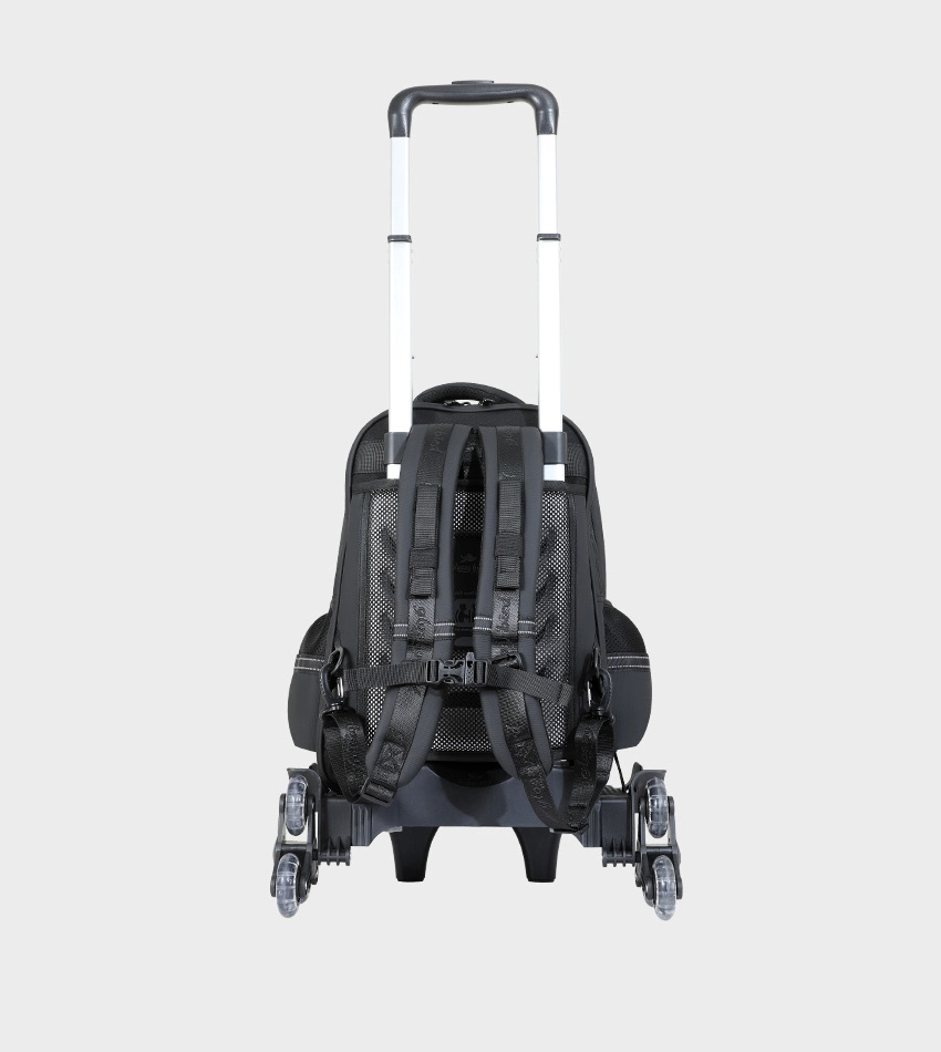 Trolly 3 Wheels Backpack Multi Comp Plain Color 17"" With P.Case