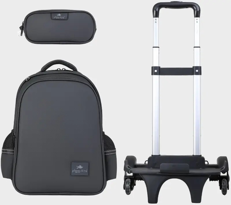 Trolly 3 Wheels Backpack Multi Comp Plain Color 17"" With P.Case