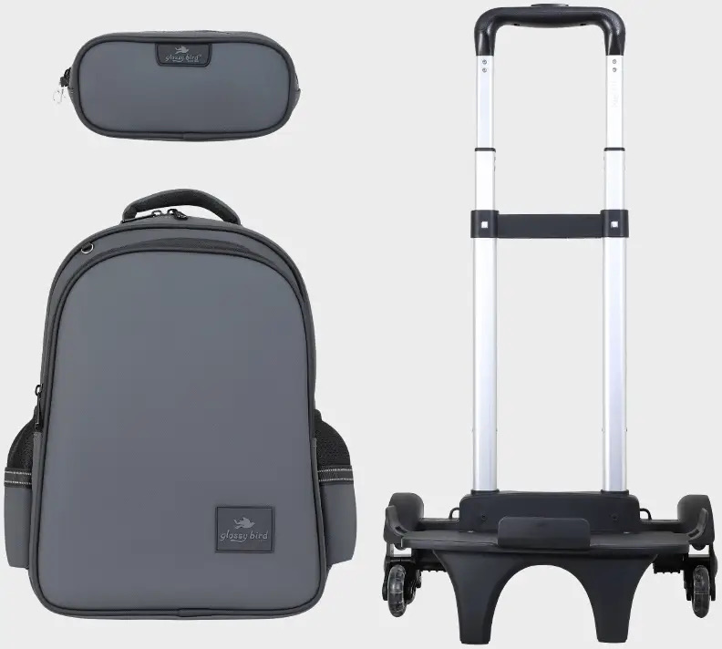 Trolly 3 Wheels Backpack Multi Comp Plain Color 17"" With P.Case
