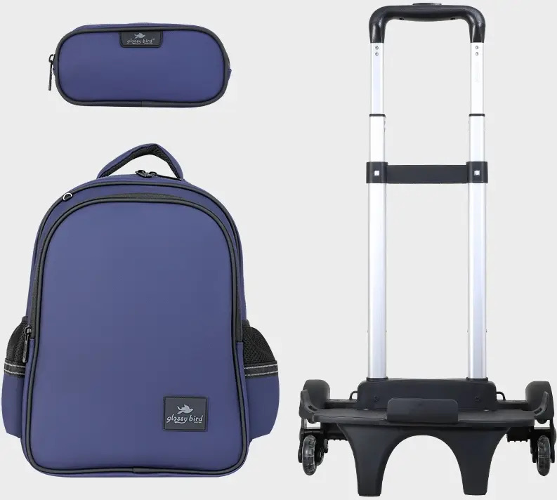 Trolly 3 Wheels Backpack Multi Comp Plain Color 17"" With P.Case