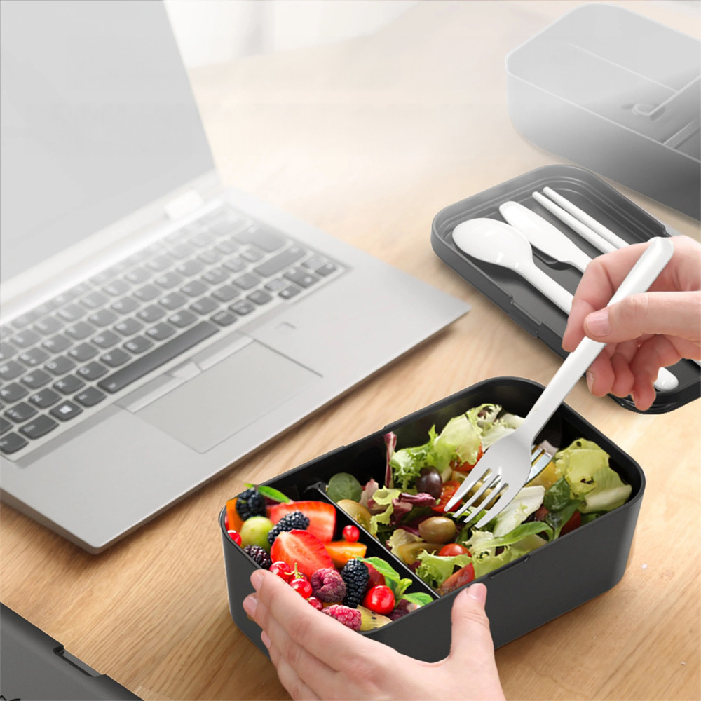 Nestable Bento Box Set Dual Black & Walnut 1500ml
