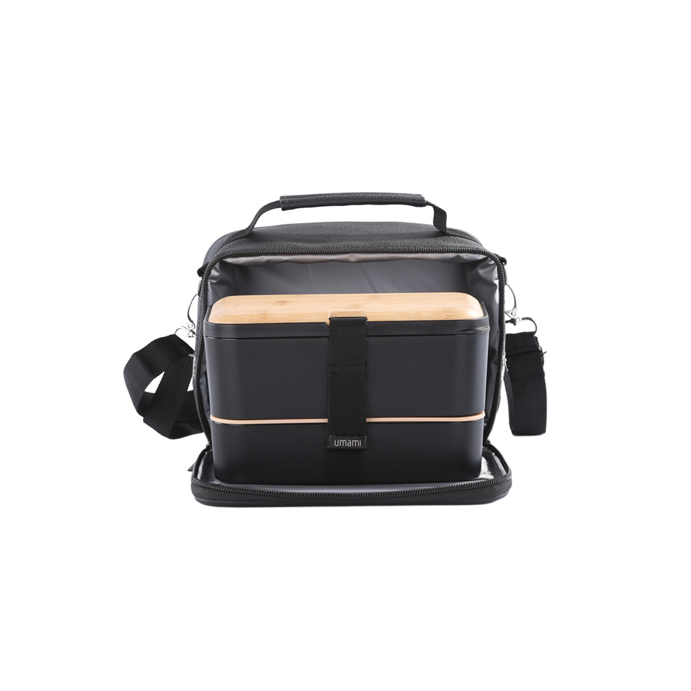 Prive Insulated Leather Lunch Bag Black
