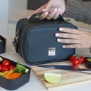 Prive Insulated Leather Lunch Bag Black