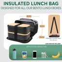 Insulated Lunch Bag Black Stripe