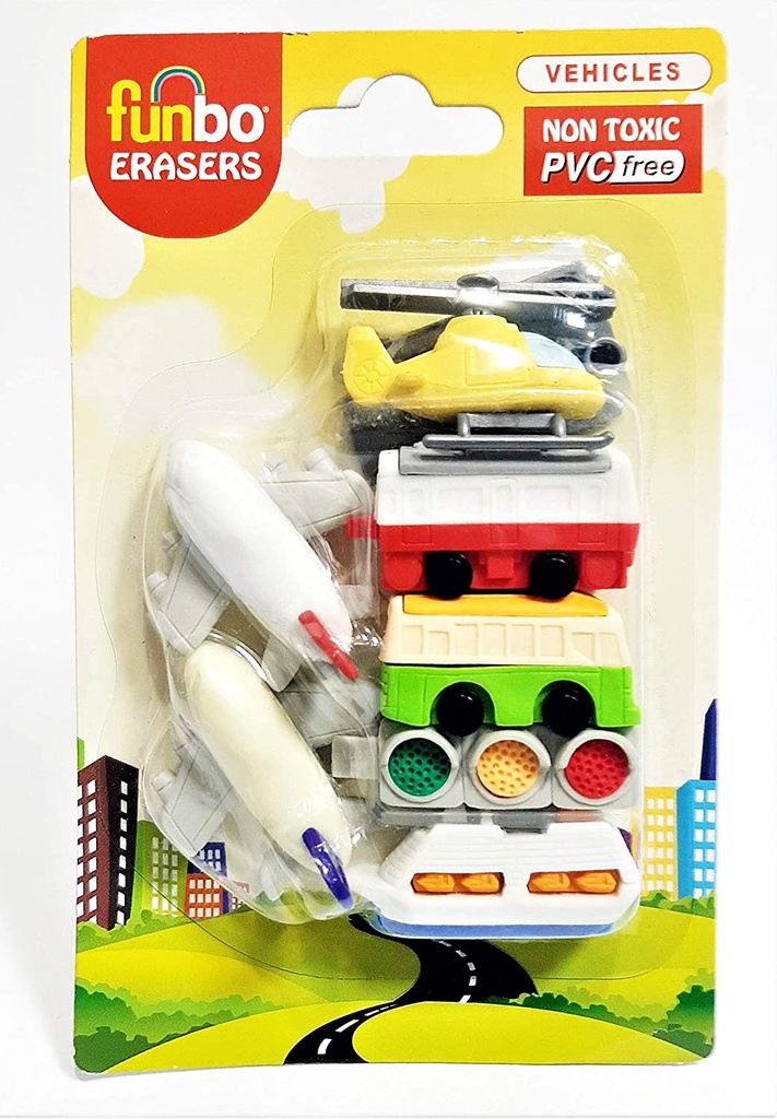 3D Eraser In Blister Pack-Vehicle