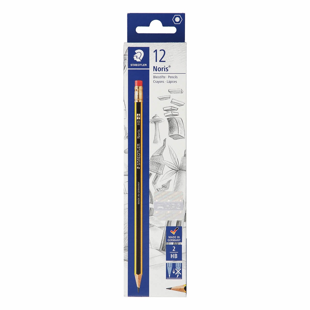 Lead Pencil With Rubber Tip Set Of 12 Noris 
