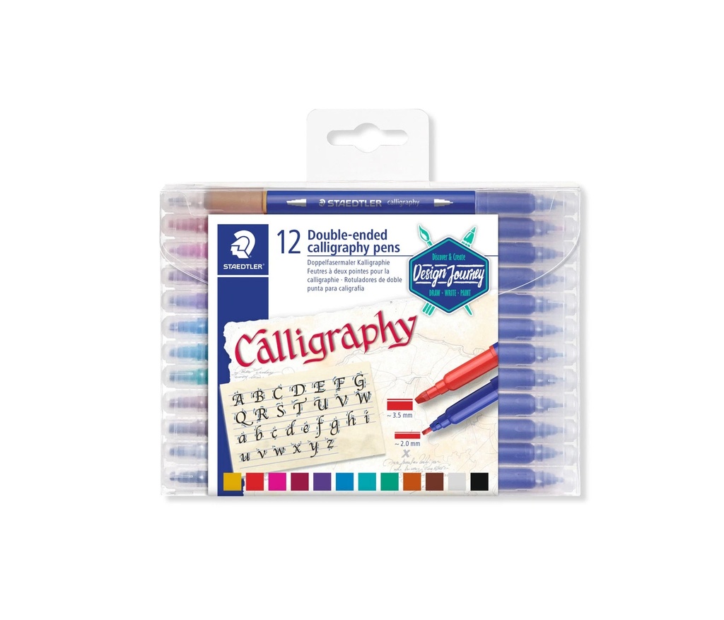 Calligraphy Pen Double End Set=12Col
