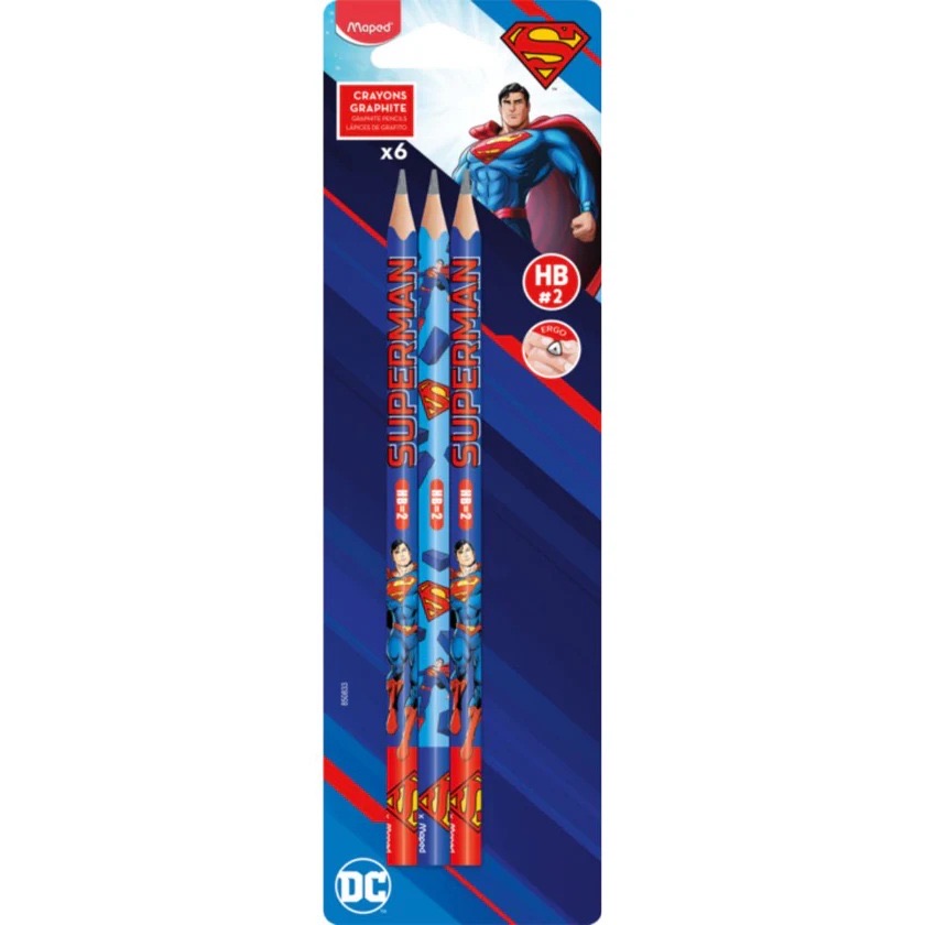Hb Pencil+Er Bls=6Pcs Blackpeps Superman