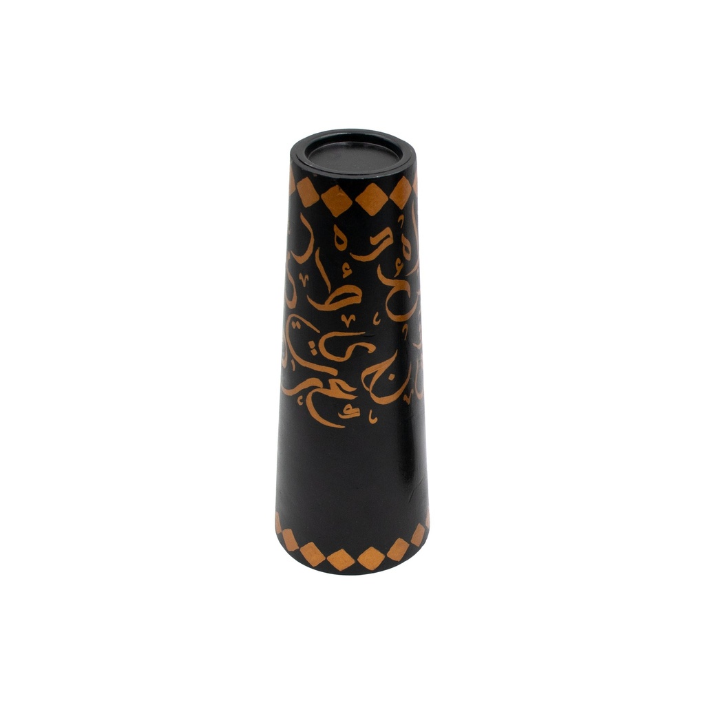 Candle Holder Blck And Gold (Abstract Letters)