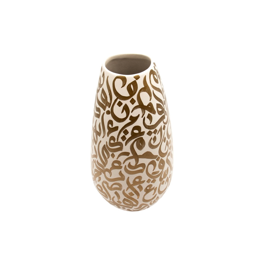 Ceramic Vase White And Gold(Abstract Letters)
