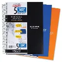 Five Star Spiral Notebook 5 Subject 180 Sheets, 24.1X15.2 Cm Assorted Plastic Cover