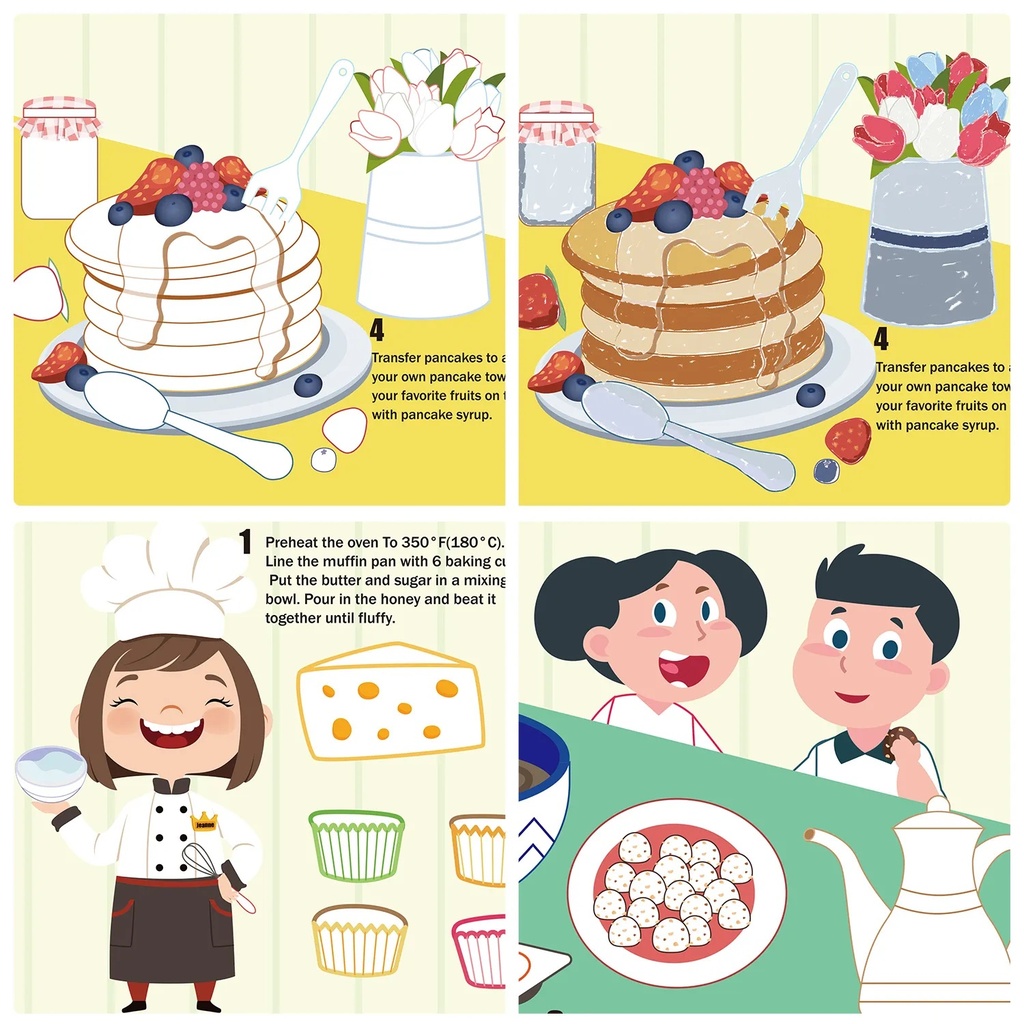 Panda Juniors Pj014-4 Coloring Book- Yummy Yummy