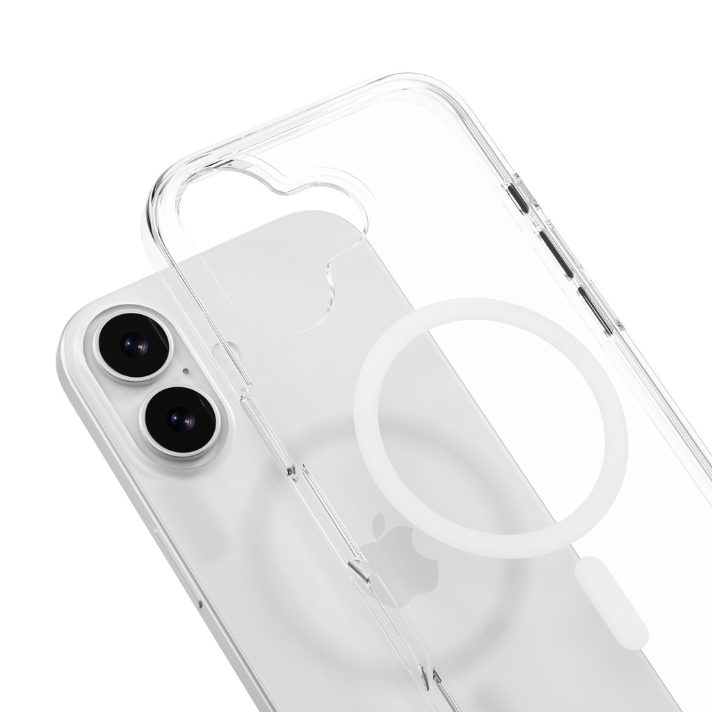 Mageasy Bright M Never Yellowing Protective Clear Case With Independent Metal Buttons For Iphone 17-Transparent/White Ring
