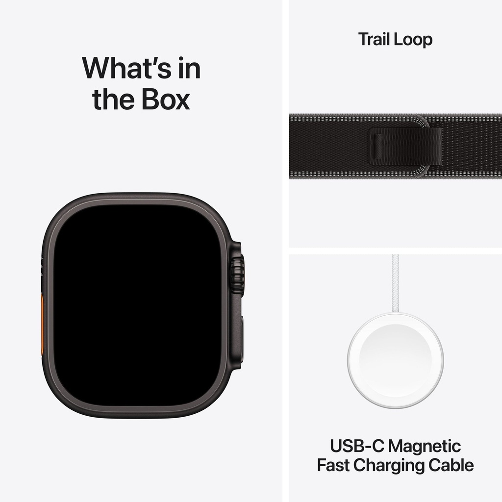 Apple Apple Watch Ultra 3 GPS + Cellular 49mm Black Titanium Case with Black/Charcoal Trail Loop - M/L
