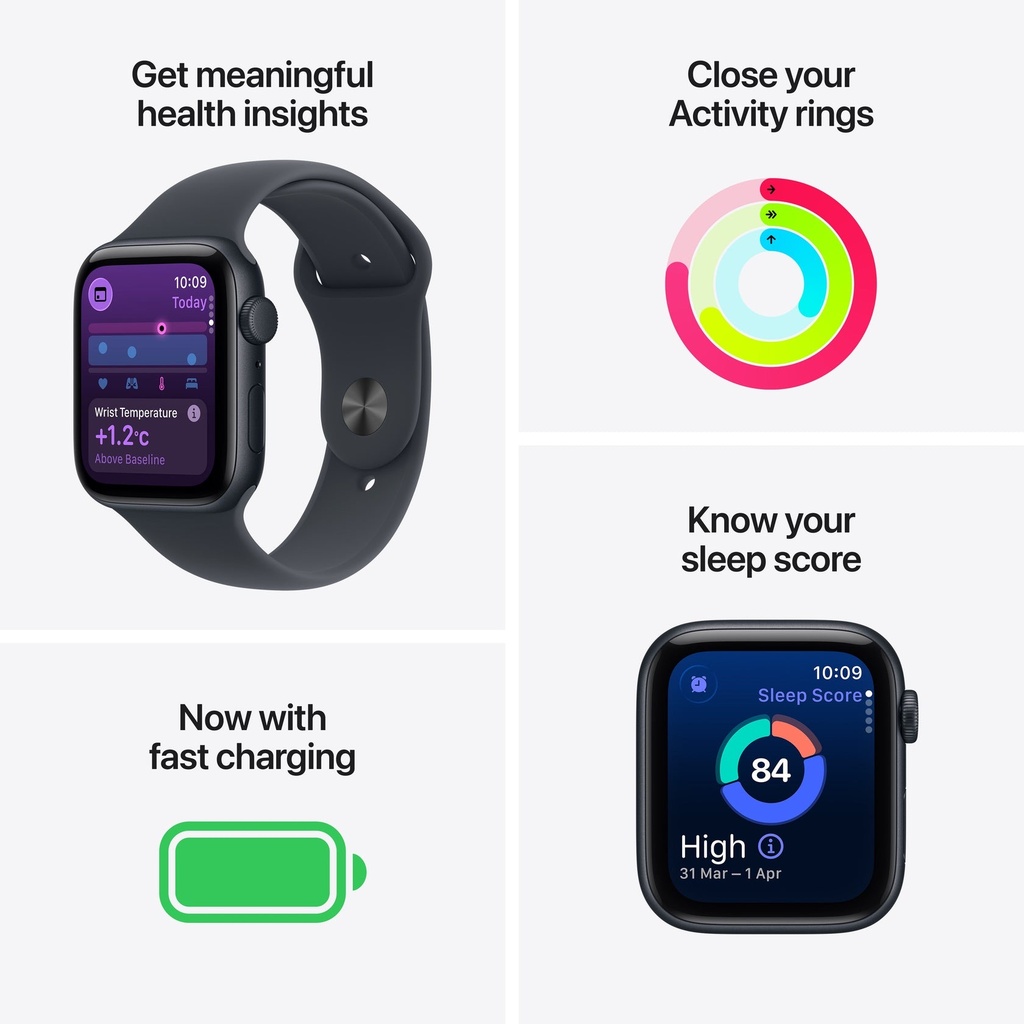 Apple Apple Watch SE 3 GPS 44mm Midnight Aluminium Case with Midnight Sport Band - S/M