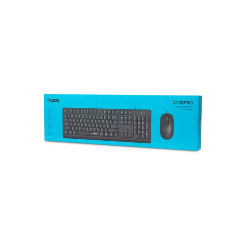 Rapoo X130Pro Wired Optical Mouse & Keyboard Combo AR Black