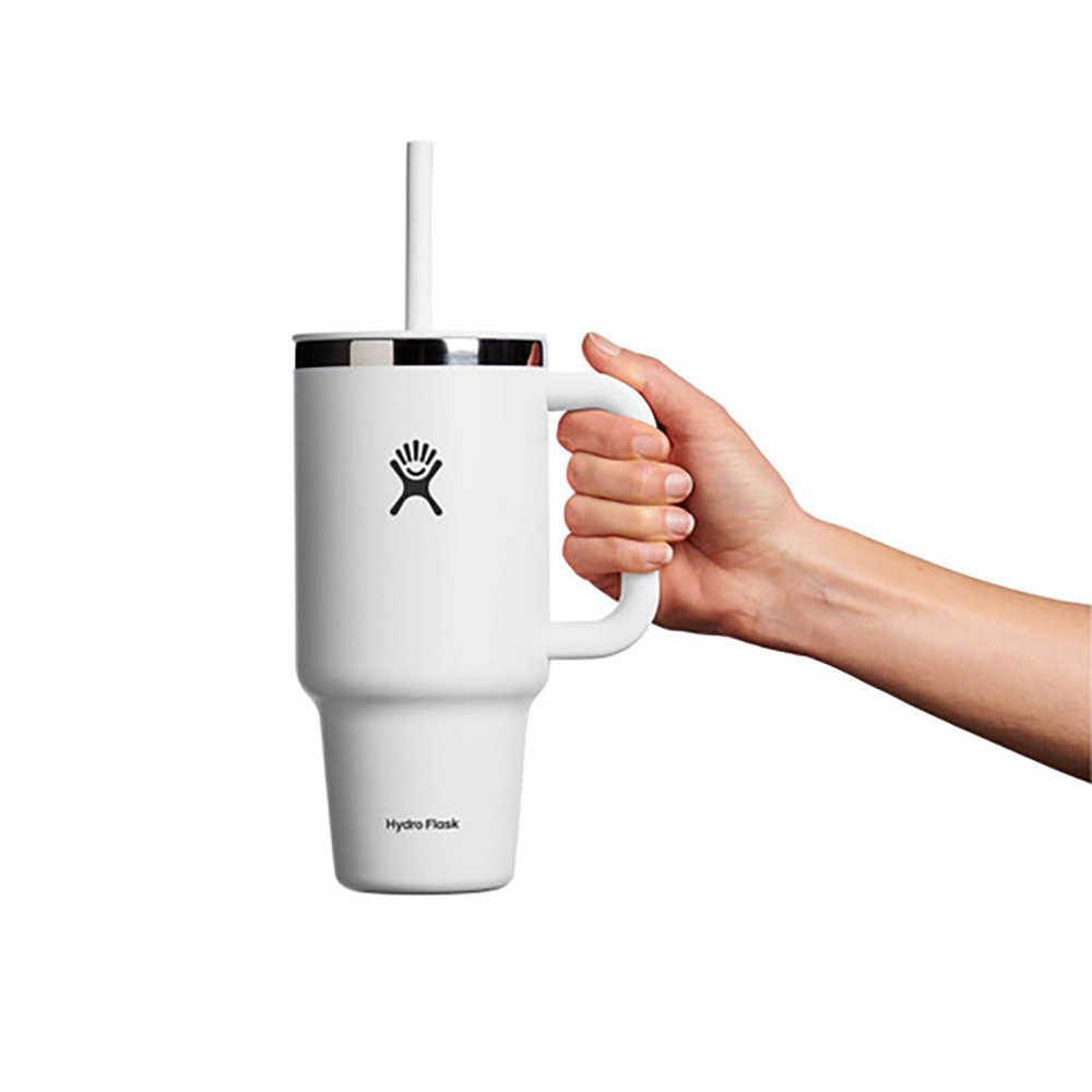 Travel Tumbler 950ml White w/Straw