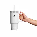 Travel Tumbler 950ml White w/Straw