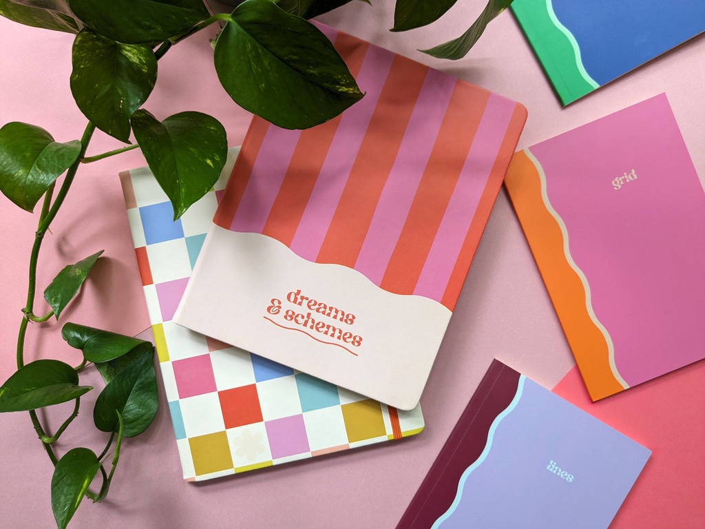 B5 Pu Journal - Saje Dreams And Schemes, Pink & Red