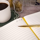 Lge Pu Journal/Black/Gold B'Band - Bright Yellow