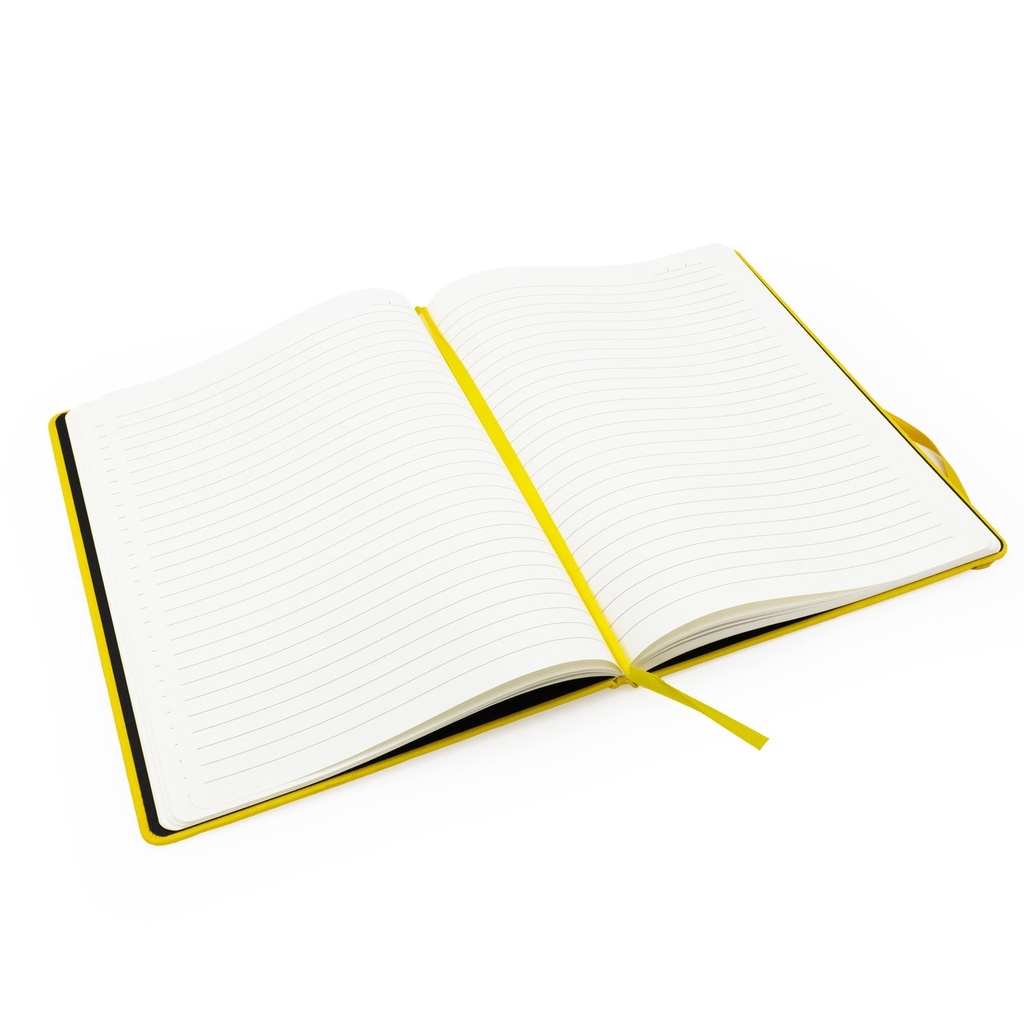 Lge Pu Journal/Black/Gold B'Band - Bright Yellow