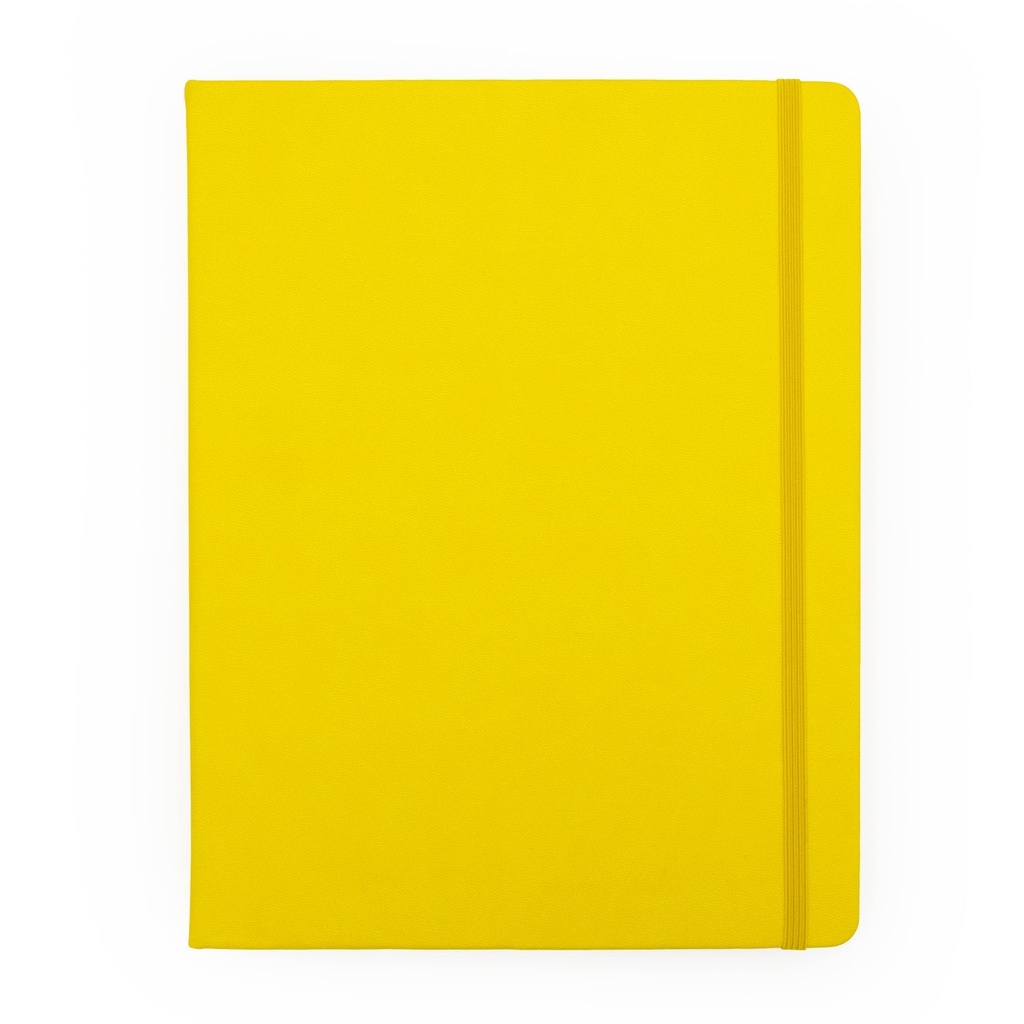 Lge Pu Journal/Black/Gold B'Band - Bright Yellow