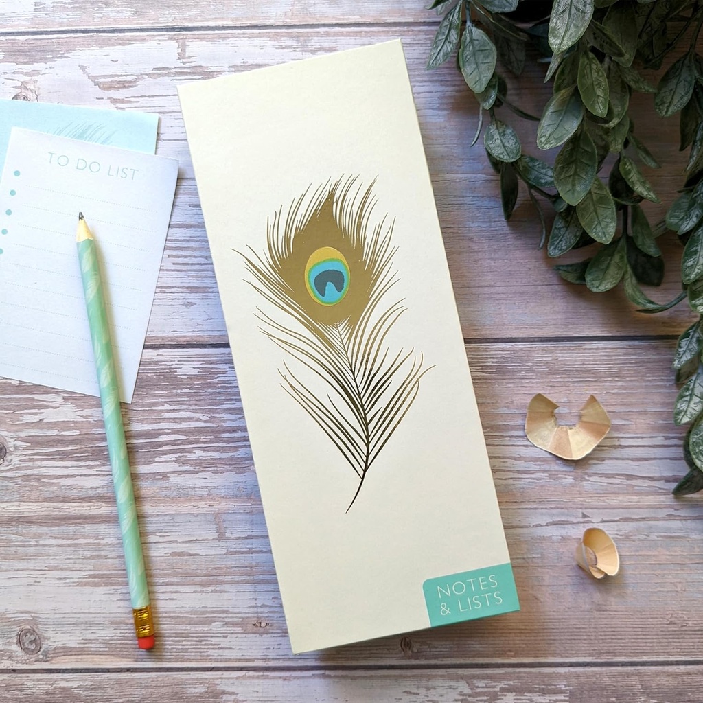 Tall Notepad Set - Peacock Feathers