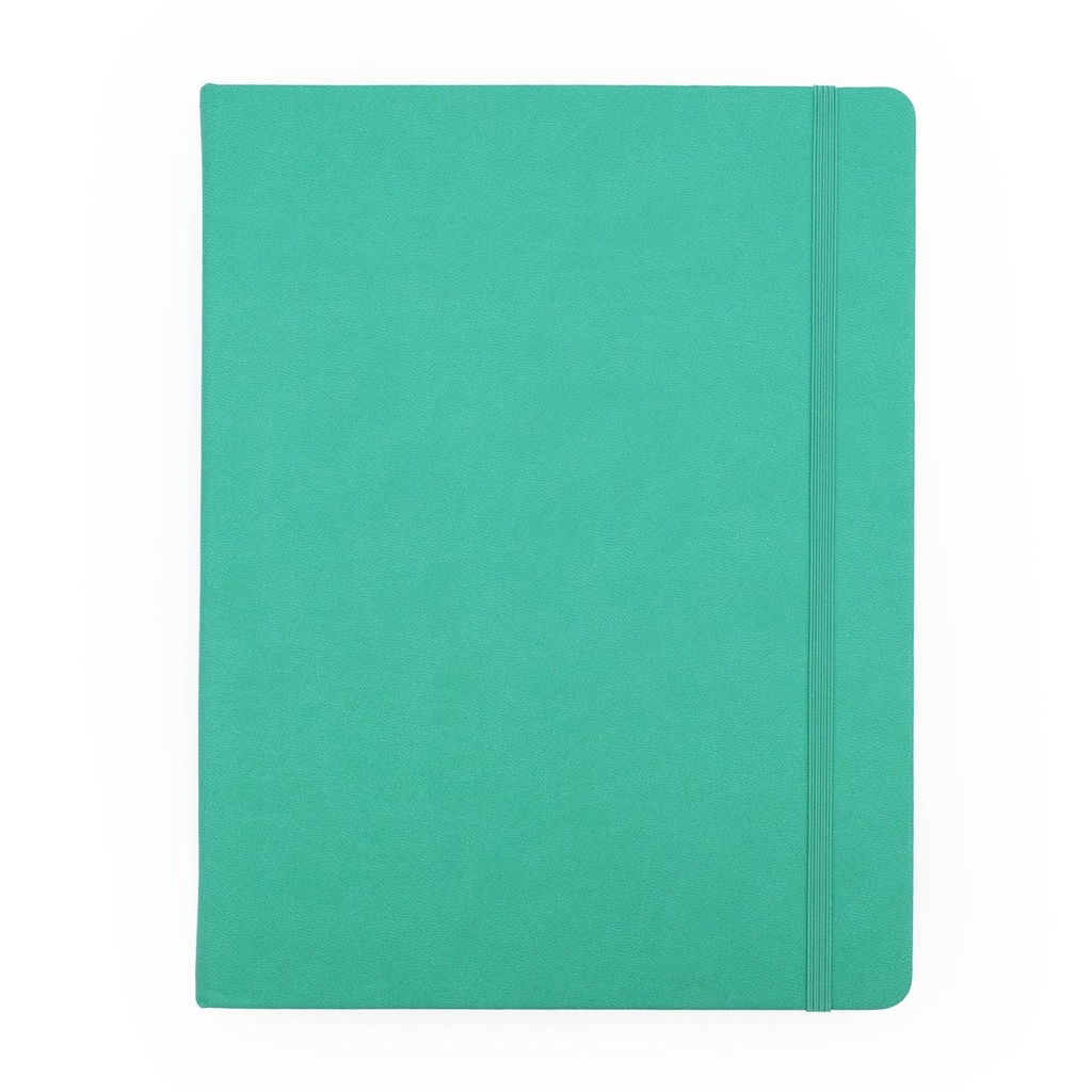 Lge Pu Journal/Black/Gold B'Band - Green