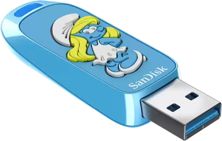 SanDisk Smurf USB Flash Drive 256GB, Up to 130MB/s