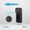 Powerology Ip65 265Gb 3Mp Infrared Smart Camera Doorbell 5200Mah With Voice,Ppbcha85,Black